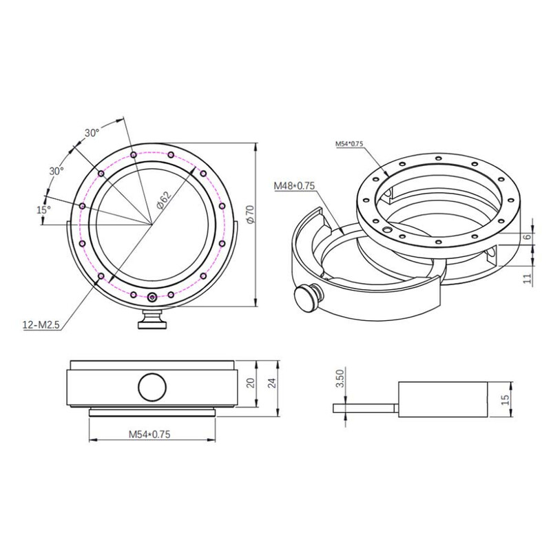 ZWO Suporte de filtro com gaveta de filtro de 2"