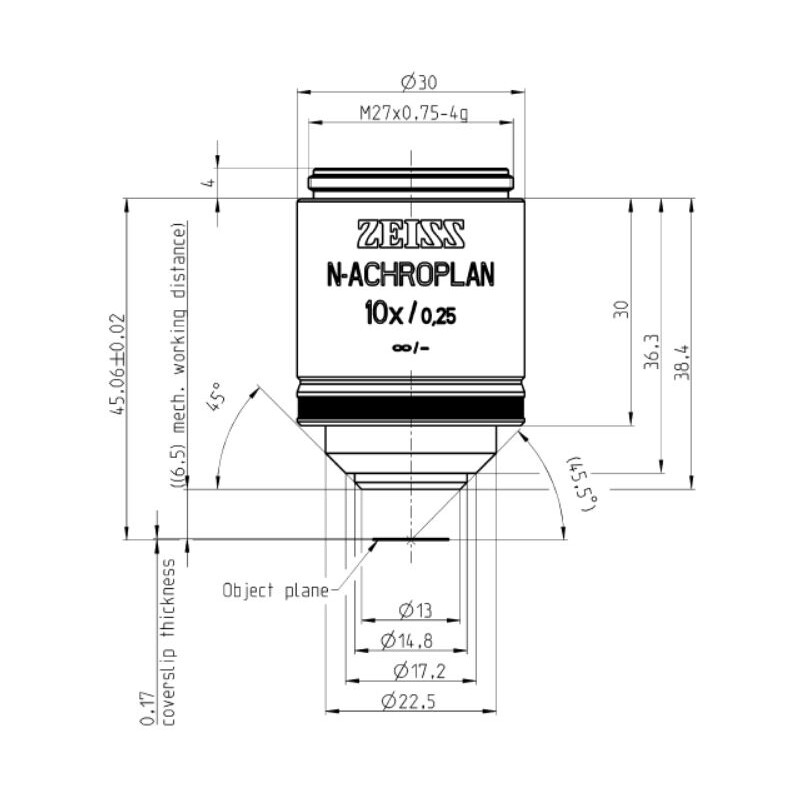 ZEISS Objetivo N-Achroplan 10x/0.25 M27
