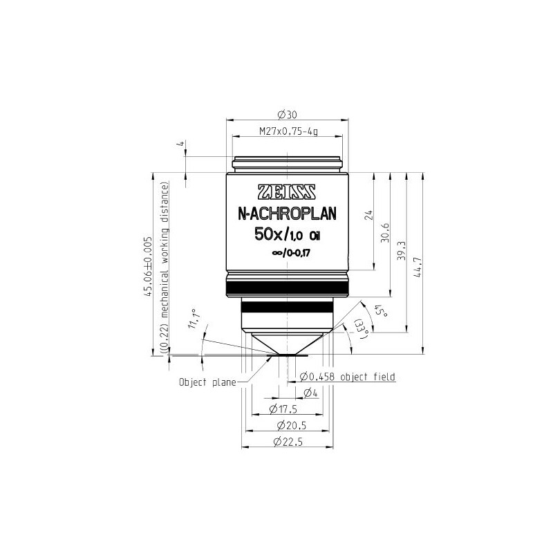 ZEISS objetivo Objetiva N-Achroplan 50x/1.0 Oil M27