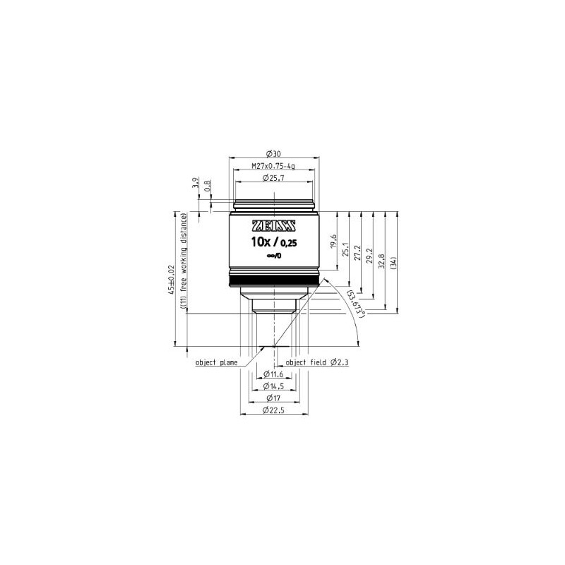 ZEISS Objetivo Objetiva EC Epiplan 10x/0.25 M27