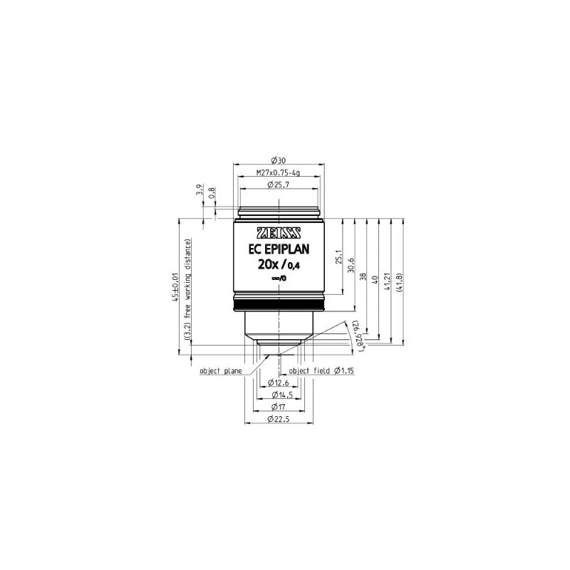 ZEISS objetivo Objetiva EC Epiplan 20x/0.4 M27