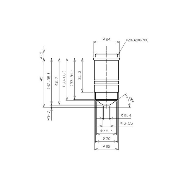Evident Olympus objetivo LUMPLFLN60XW/1.0, w.d.2 mm