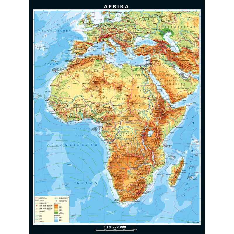 PONS mapa de continente África físico (157 x 206 cm)