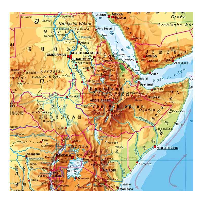 PONS mapa de continente África físico (157 x 206 cm)