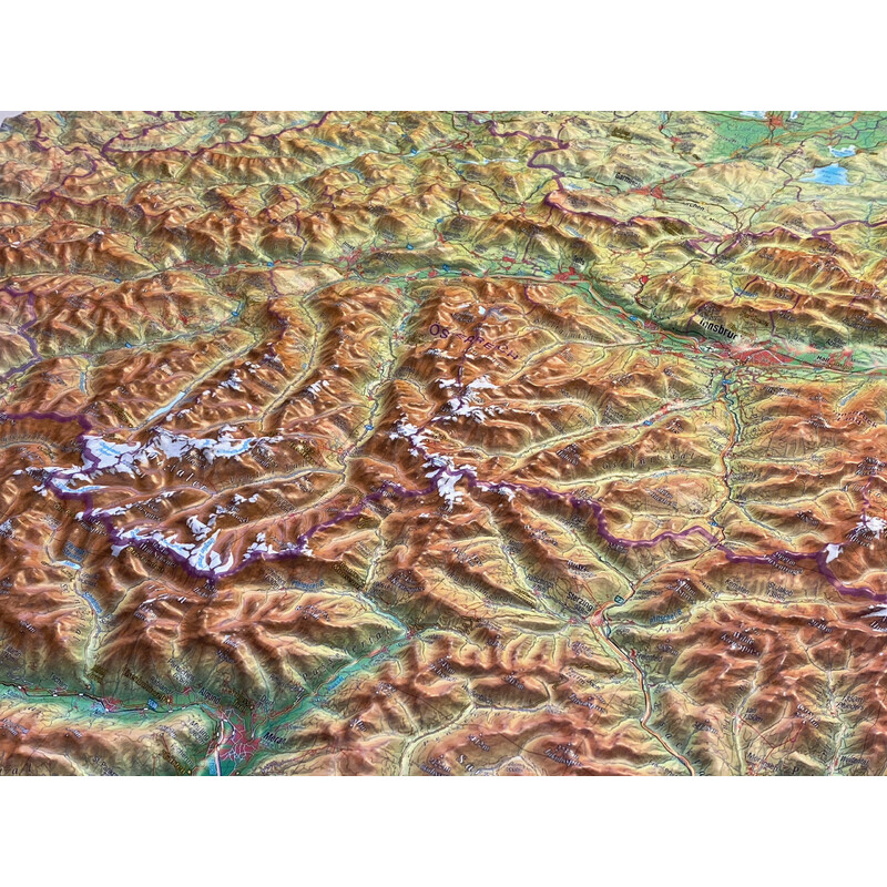 Georelief Mapa em relevo 3D do Tirol (77 x 57 cm) com Armações em alumínio