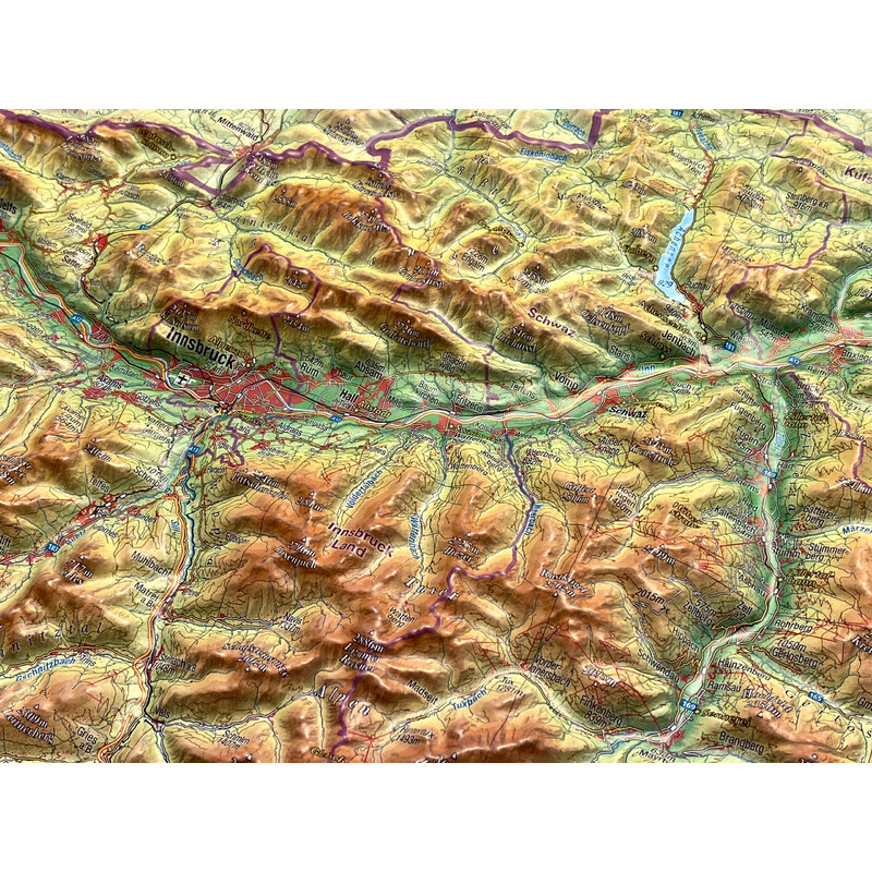 Georelief Mapa em relevo 3D do Tirol (77 x 57 cm) com Armações em alumínio