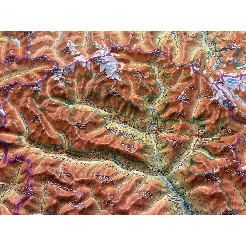 Georelief Mapa em relevo 3D do Tirol (77 x 57 cm) com Armações em alumínio