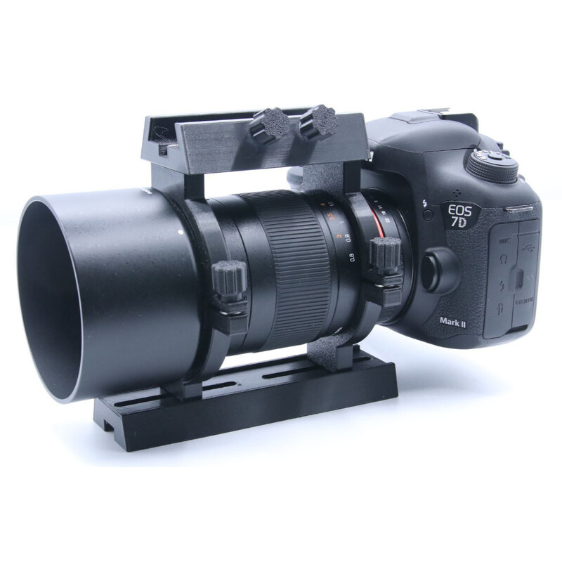Astroprints Braçadeiras de tubo com base para buscador e barra em prisma para a objetiva Samyang 135 mm f/2