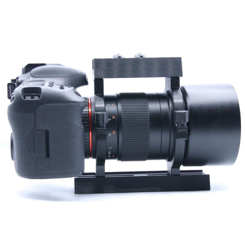 Astroprints Braçadeiras de tubo com base para buscador e barra em prisma para a objetiva Samyang 135 mm f/2