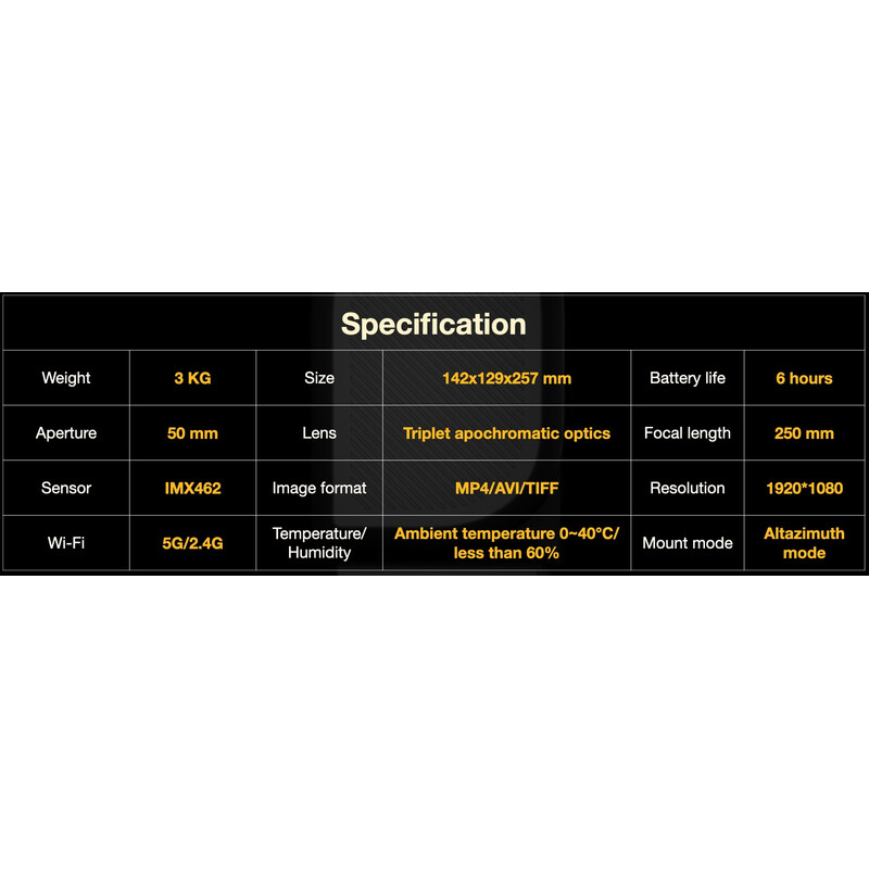 ZWO Refrator apocromático AP 50/250 Seestar S50