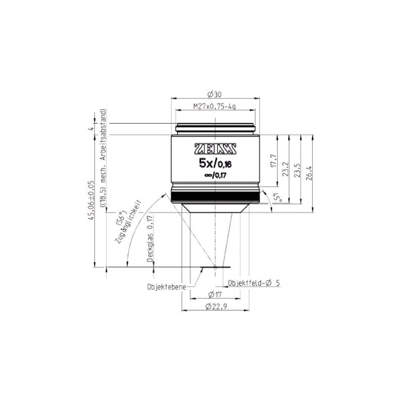 ZEISS objetivo Objetiva EC Plan-Neofluar, 5x/0,16 wd= 8,5mm