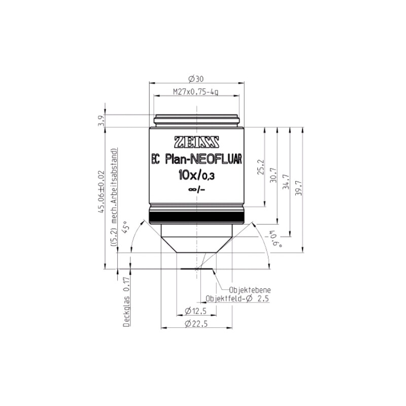 ZEISS Objetivo EC Plan-Neofluar, 10x/0.3 wd=5.2mm