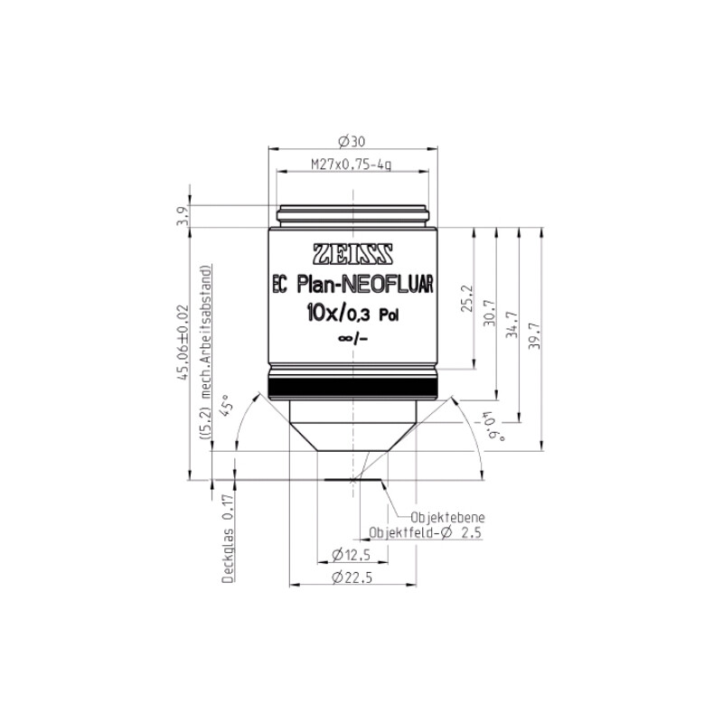 ZEISS Objetivo EC Plan-Neofluar, POL, 10x/0.3 Pol wd=5.2mm