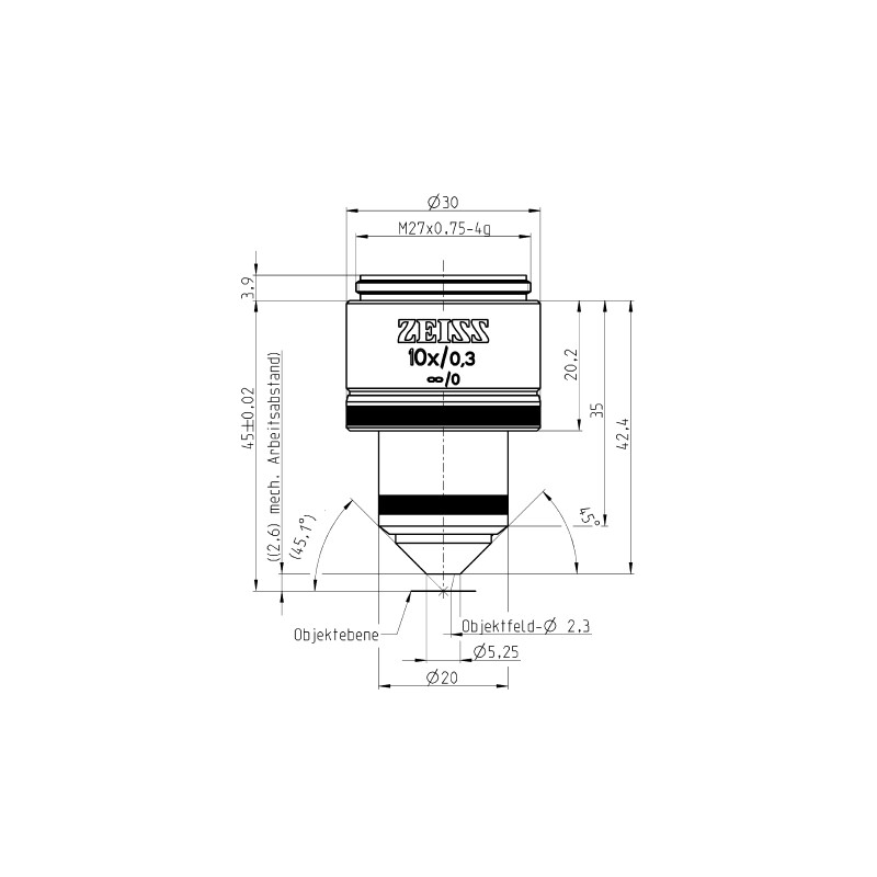 ZEISS Objetivo W N-Achroplan 10x/0.3 wd=2.6mm