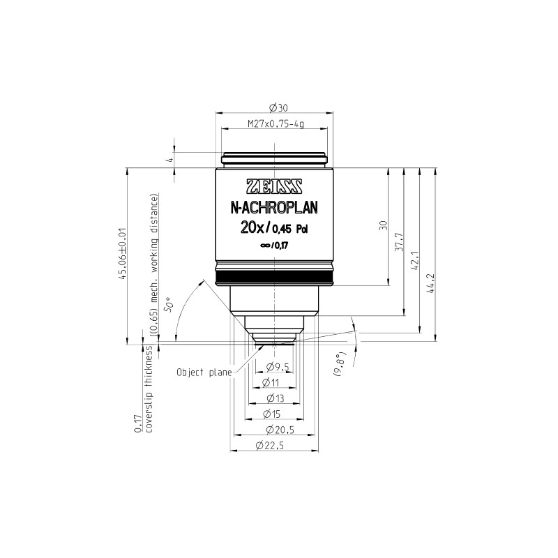 ZEISS Objetivo N-Achroplan 20x/0.45 Pol wd=0.63mm