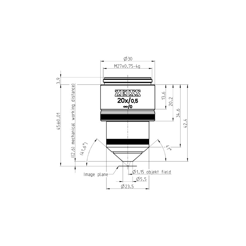 ZEISS Objetivo W N-Achroplan 20x/0.5 wd=2.6mm
