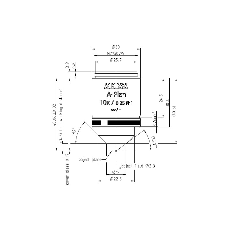 ZEISS Objetivo A-Plan 10x/0.25 Ph1 wd=4.3mm