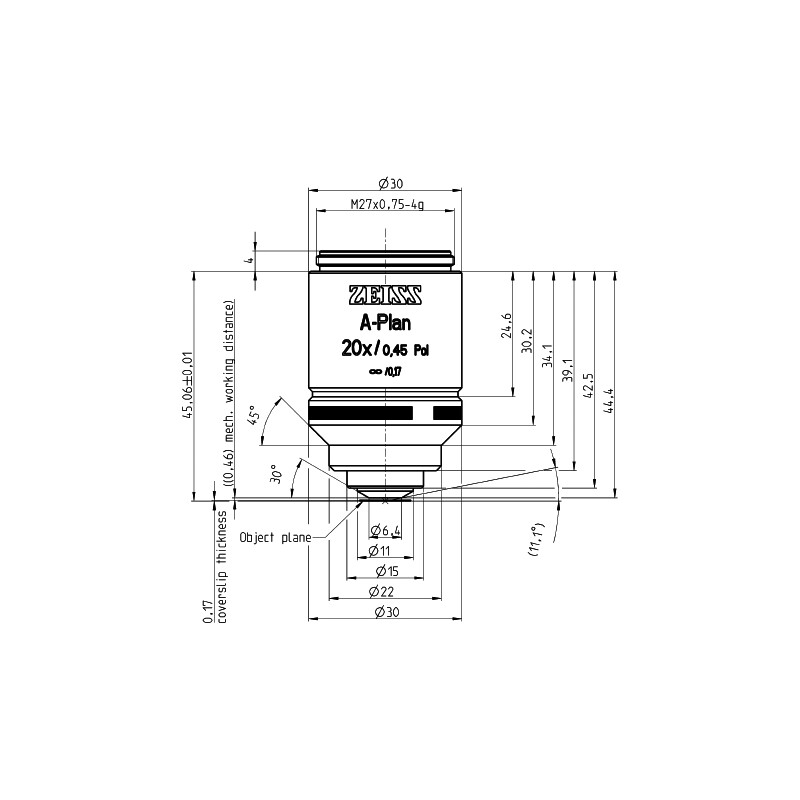 ZEISS Objetivo A-Plan 20x/0.45 Pol wd=0.46mm