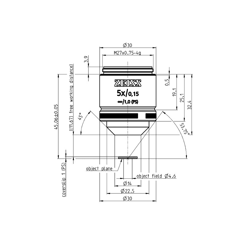 ZEISS Objetivo LD A-Plan 5x/0.15 wd=11.7mm