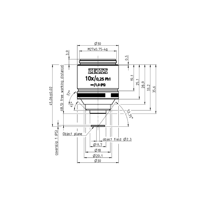 ZEISS Objetivo LD A-Plan 10x/0.25 Ph1 wd=8.5mm