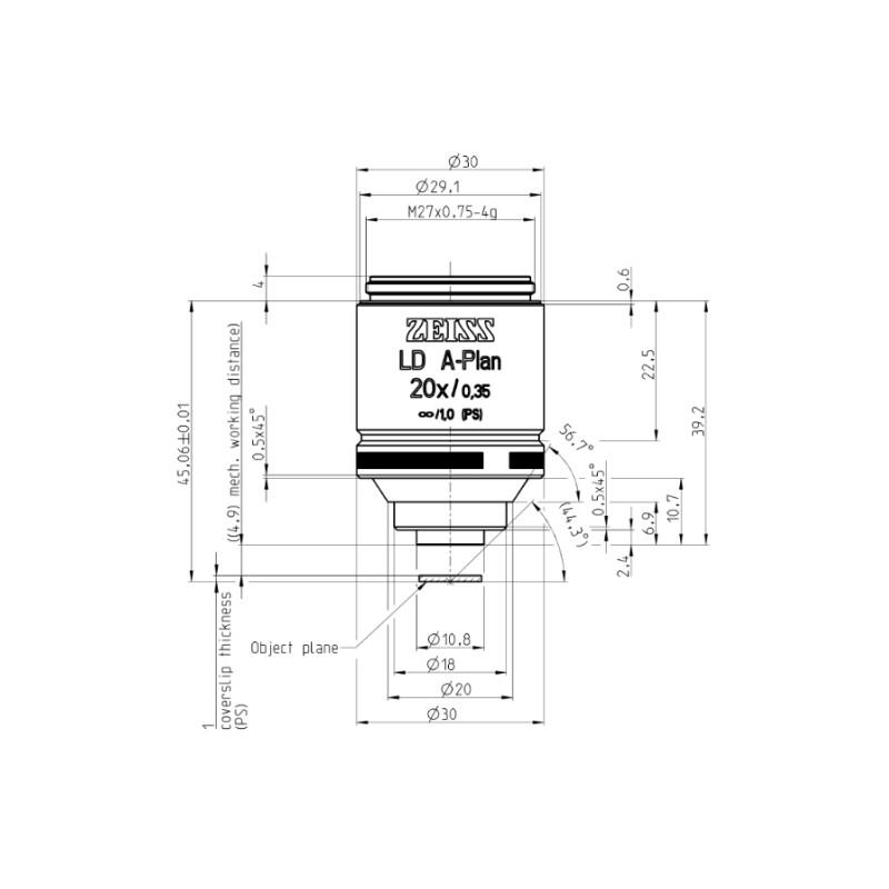 ZEISS Objetivo LD A-Plan 20x/0.35 wd=4.9mm