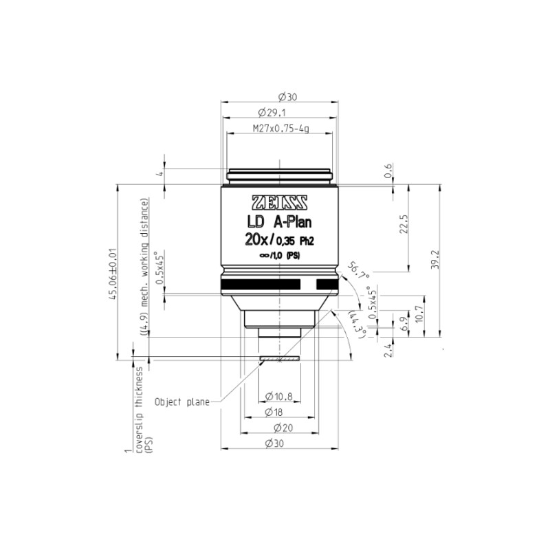 ZEISS Objetivo LD A-Plan 20x/0.35 Ph2 wd=4.9mm