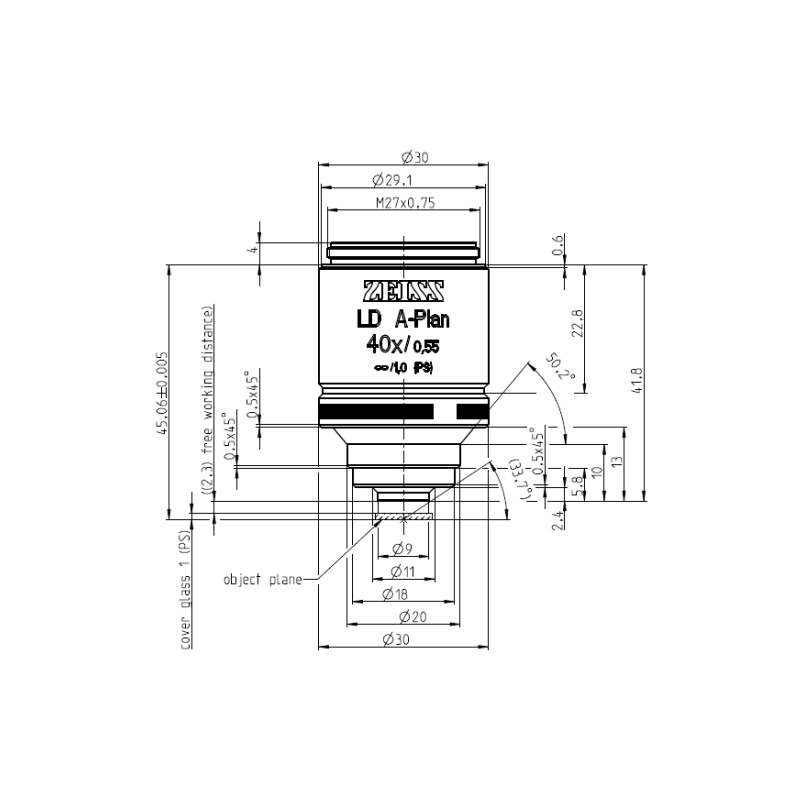 ZEISS Objetivo LD A-Plan 40x/0.55 wd=2.3mm