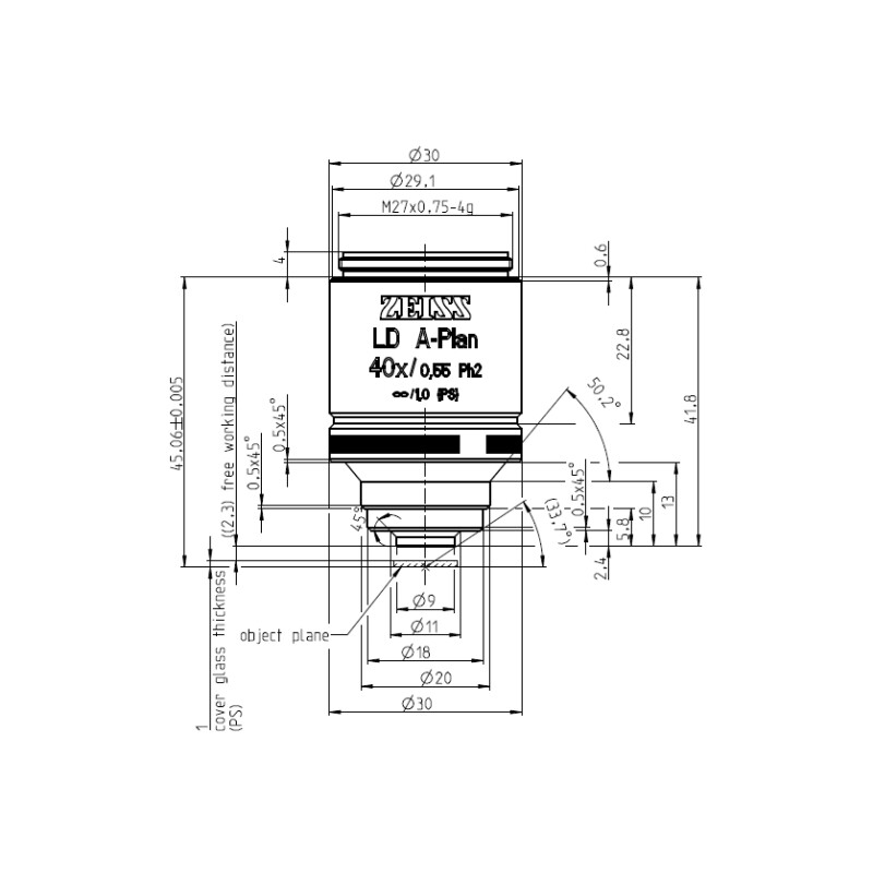 ZEISS Objetivo LD A-Plan 40x/0.55 Ph2 wd=2.3mm
