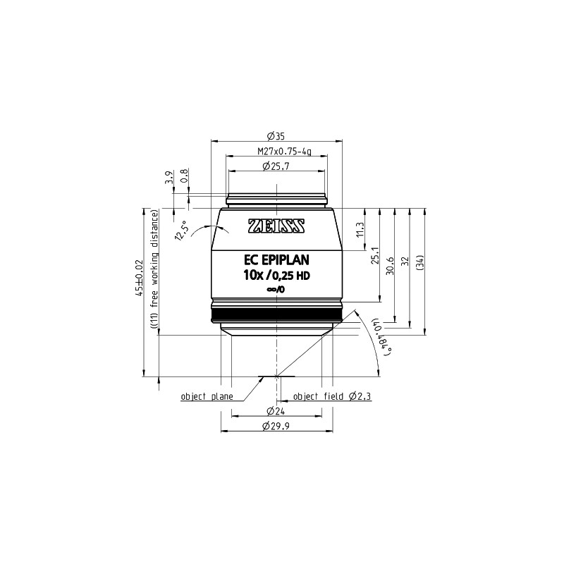 ZEISS Objetivo EC Epiplan 10x/0.25 HD wd=11.0mm