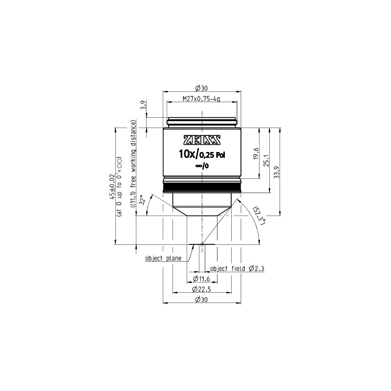 ZEISS Objetivo EC Epiplan 10x/0.25 Pol wd=11.0mm