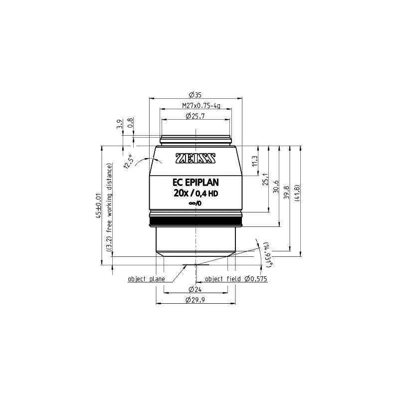 ZEISS objetivo Objetiva EC Epiplan 20x/0.4 HD wd=3.2mm