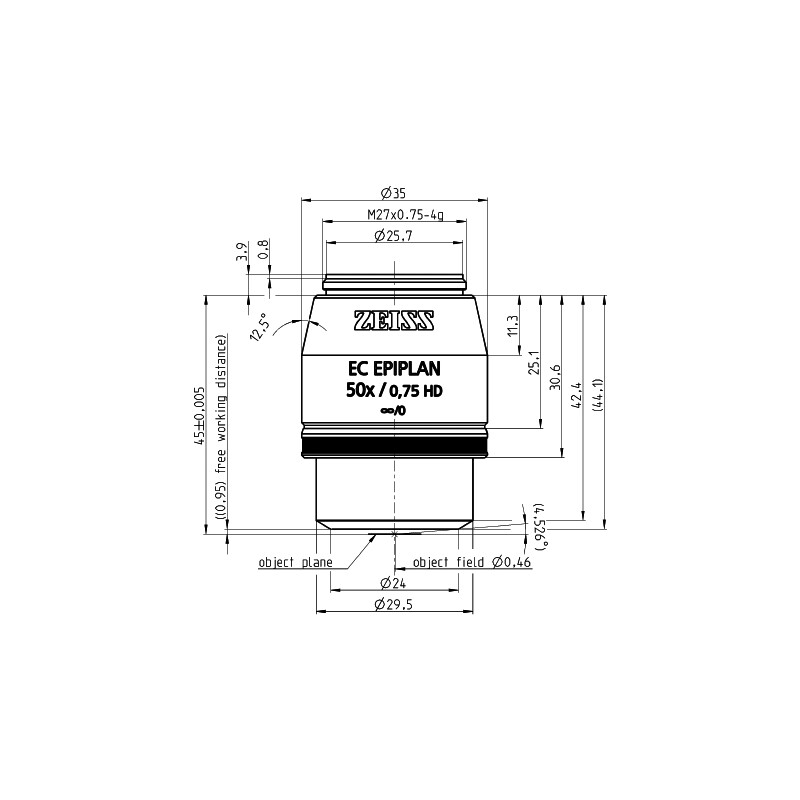ZEISS objetivo Objetiva EC Epiplan 50x/0,75 HD wd=1,0mm
