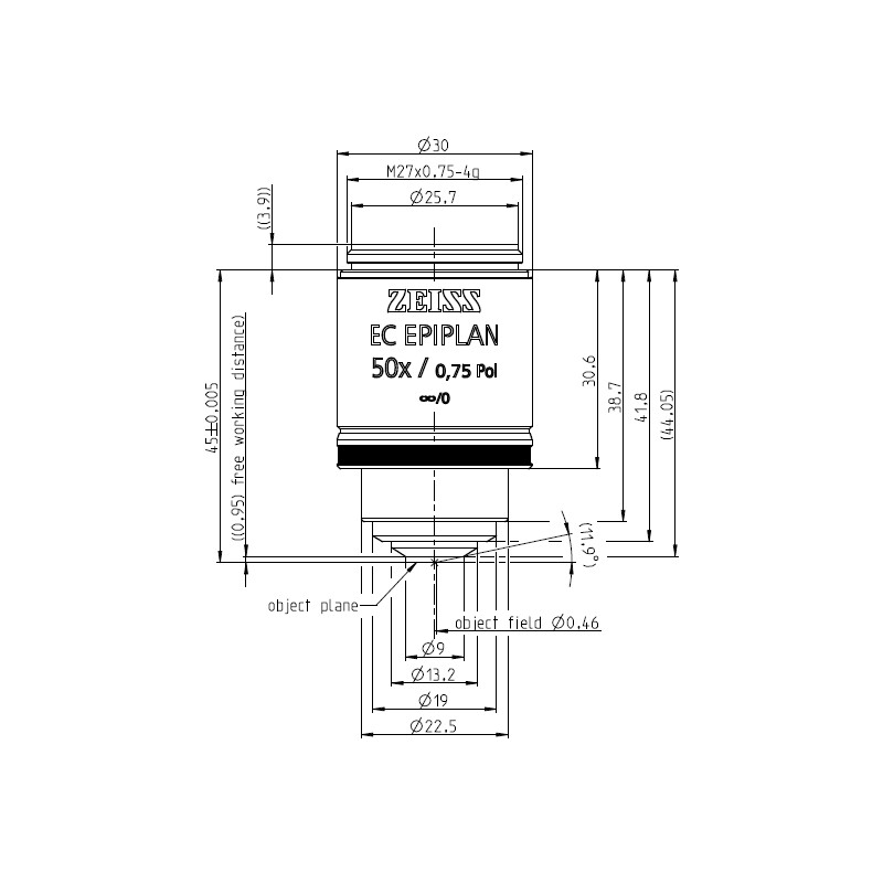 ZEISS Objetivo EC Epiplan 50x/0.75 Pol wd=1.0mm