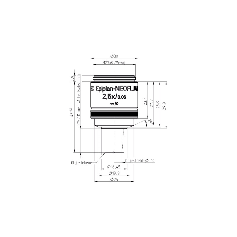 ZEISS objetivo Objetiva CE Epiplan-Neofluar 2.5x/0.06 wd=15.1mm