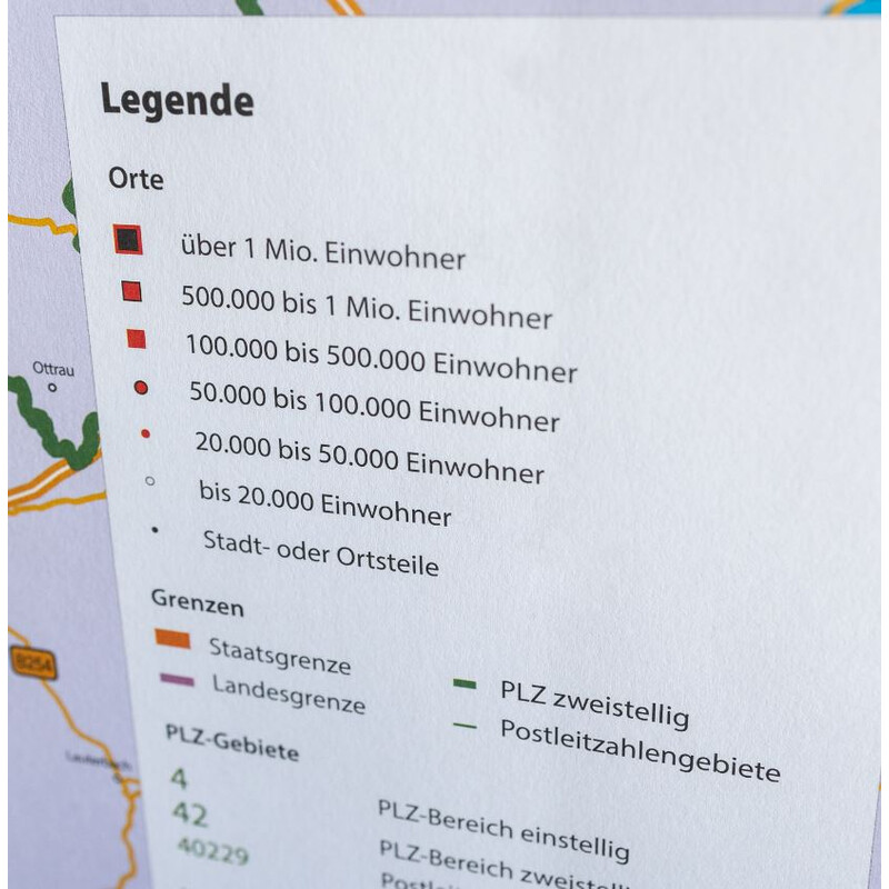 GeoMetro Mapa regional Nordrhein-Westfalen Postleitzahlen PLZ NRW (118 x 100 cm)