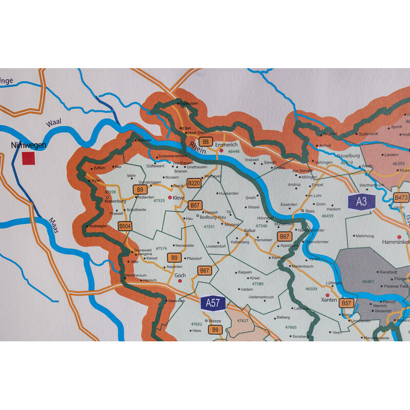 GeoMetro Mapa regional Nordrhein-Westfalen Postleitzahlen PLZ NRW (118 x 100 cm)