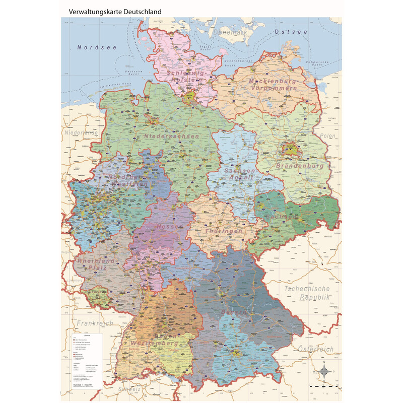 GeoMetro Mapa Verwaltungskarte Deutschland politisch (84 x 114 cm)