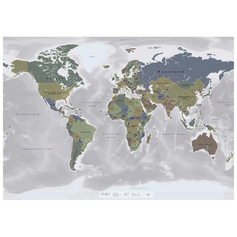 GeoMetro Mapa mundial O mundo à noite (140 x 100 cm)