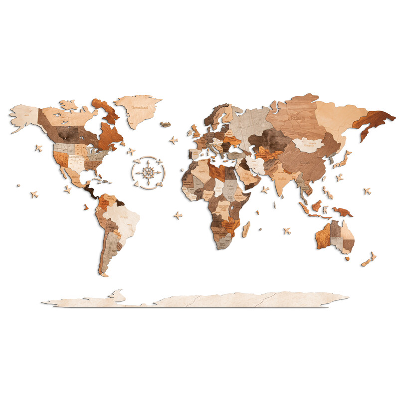 Abraham Wood Decor Mapa mundial Puzzle de madeira (200 x 110 cm)