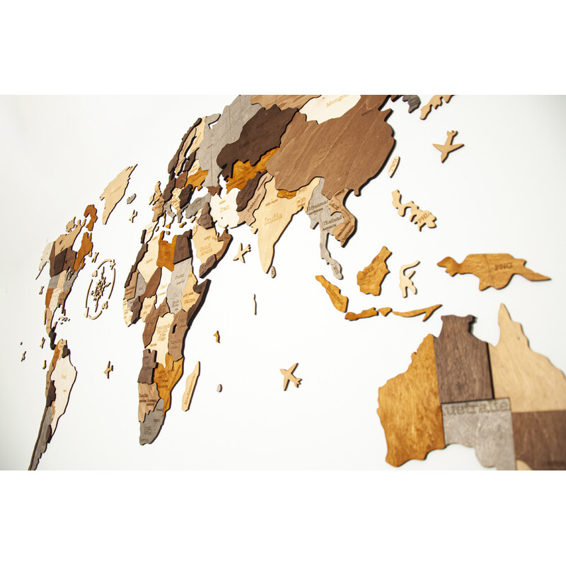 Abraham Wood Decor Mapa mundial Puzzle de madeira (200 x 110 cm)