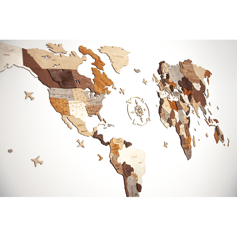 Abraham Wood Decor Mapa mundial Puzzle de madeira (200 x 110 cm)
