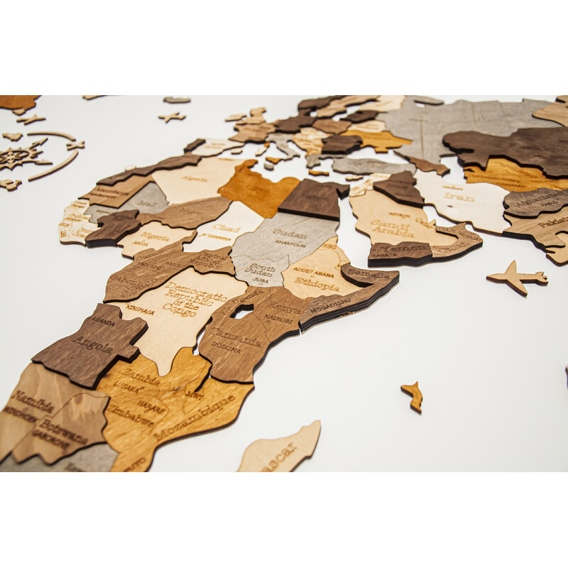 Abraham Wood Decor Mapa mundial Puzzle de madeira (200 x 110 cm)