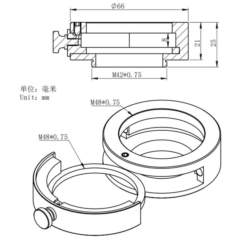 ZWO Suporte de filtro com gaveta de filtro de 2"