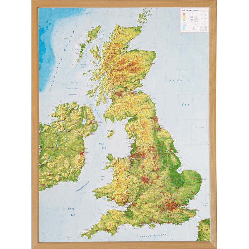 Georelief Mapa 3D em relevo da Grã-Bretanha (57x77x2cm)