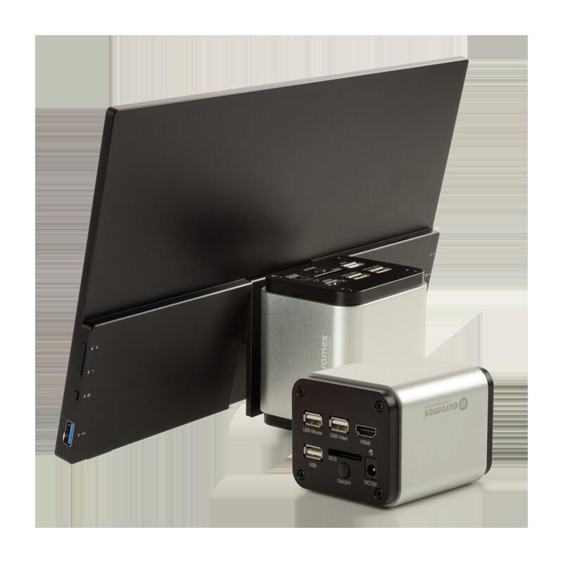 Euromex Câmera VC.3039-HDS, cor, 1/2,8", 1,45 µm, 60/30 fps, 8 MP, HDMI/USB, ecrã HD de 13 polegadas