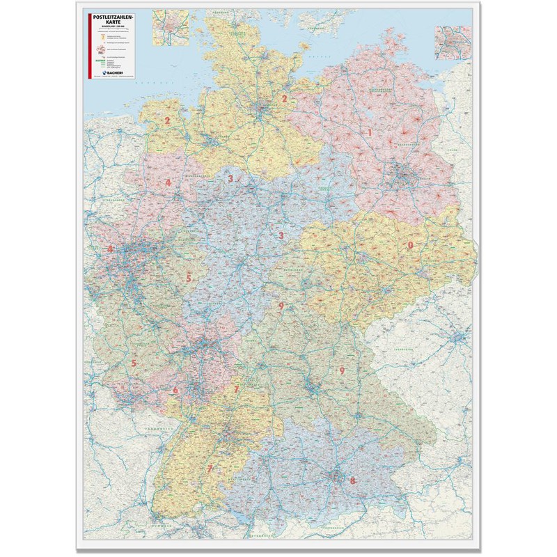 Bacher Verlag Landkarte PLZ Deutschland 1:450.000 (Fast neuwertig)