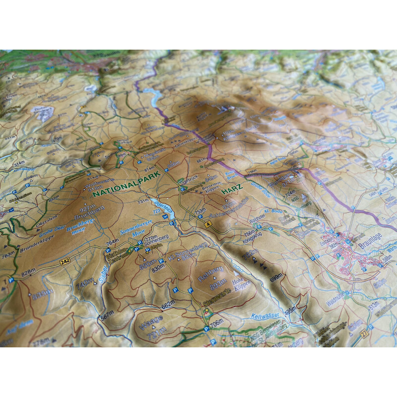 Georelief Mapa em relevo Harz 3D (77 x 57 cm)