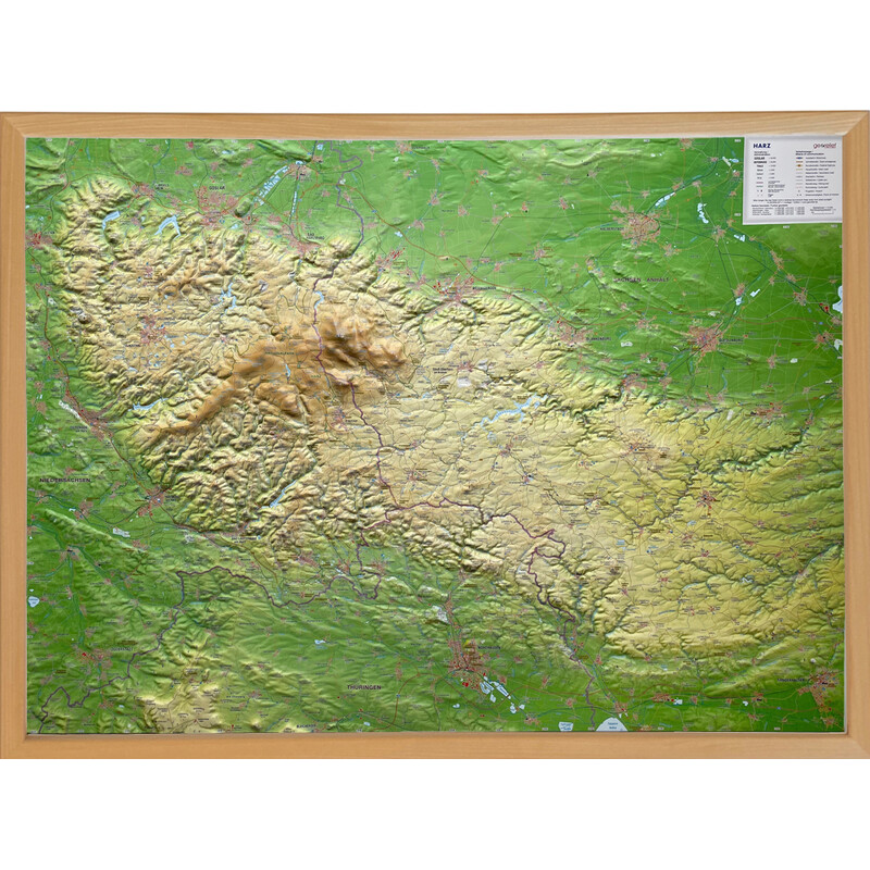 Georelief Mapa em relevo Harz 3D (77 x 57 cm)
