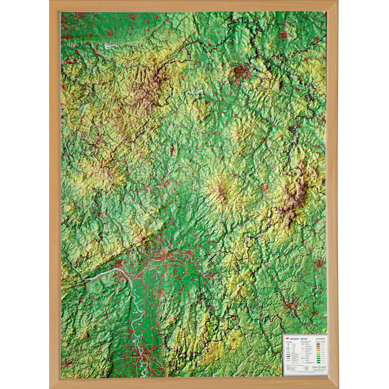 Georelief Mapa 3D em relevo de Hessen (57 x 77 cm)