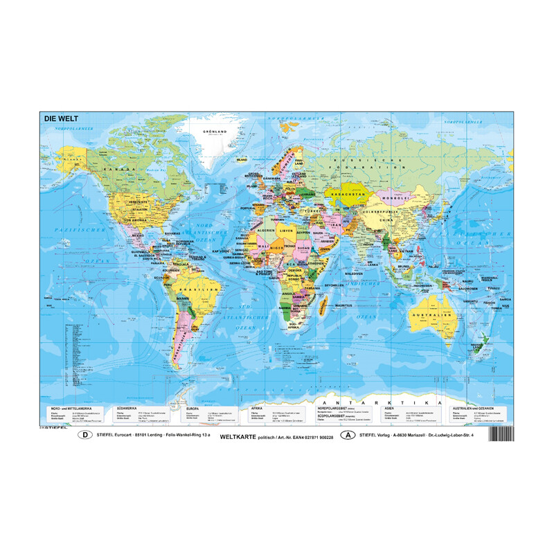 Stiefel Mapa mundial Política (59,4 x 42 cm) DIN A2